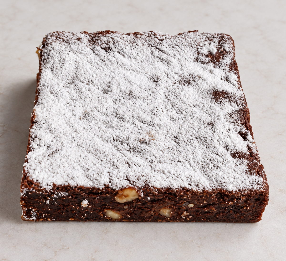 Xocolate Mocha chocolate brownie with powdered topping